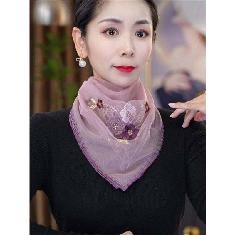 春夏2025新款高精刺绣磁扣丝巾