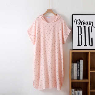 睡衣中长款 日系可爱小碎花V领纯棉纱布薄款 睡裙 睡裙女士四季 短袖
