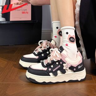 鞋子黑粉星星小白鞋女鞋厚底新款爆款百搭原创休闲动板鞋女Y
