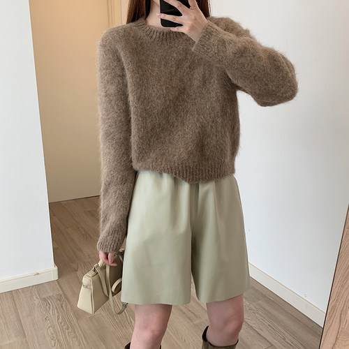 秋冬高腰显瘦PU皮短裤