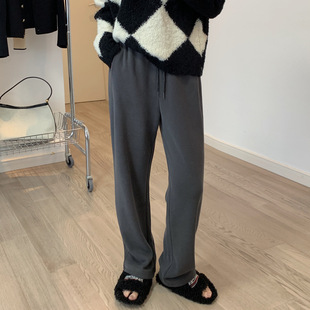 2022秋冬欧美高腰抽绳宽松显瘦百搭束脚灰色运动休闲卫裤 女 哈伦裤