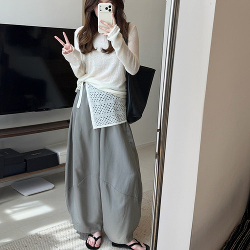 极简风灯笼裤女2026春夏新品宽松显瘦垂感休闲长裤灯笼阔腿裤