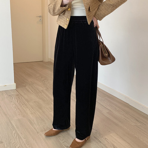 秋季新品高腰垂感丝绒香蕉裤