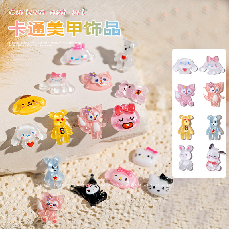 日系卡通树脂平底小熊美甲网红指甲装饰品2022年新款可爱款式贴片