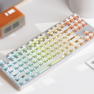 缂纹键帽侧刻原厂高度PBT透光PC透明wooting60 108键盘键帽