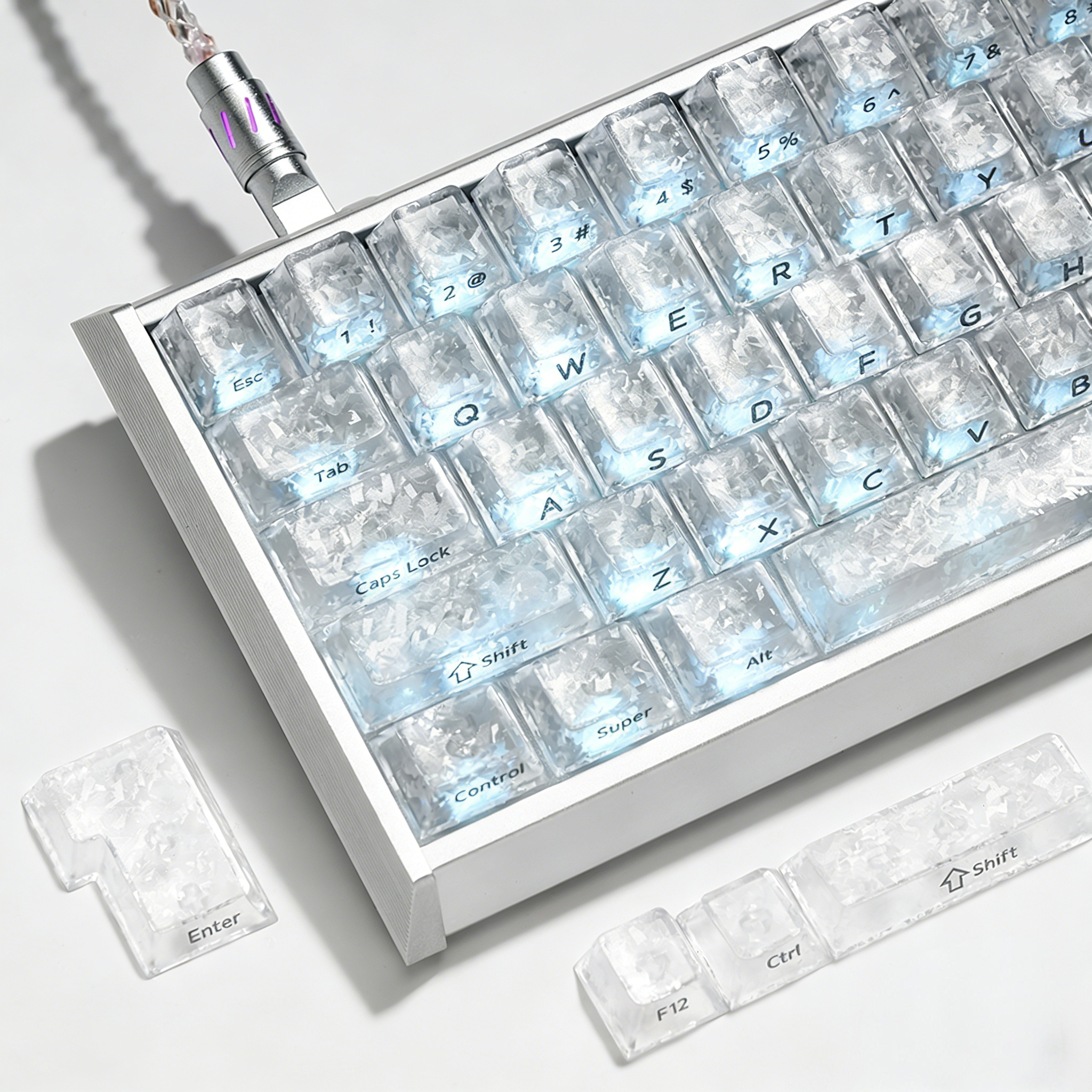 冰碳纹键帽白色碳纤维纹理透光侧刻原厂磁轴机械键盘键帽wooting,电脑硬件/显示器/电脑周边,键帽,淘宝优惠券,粉丝福利购,淘宝优惠卷