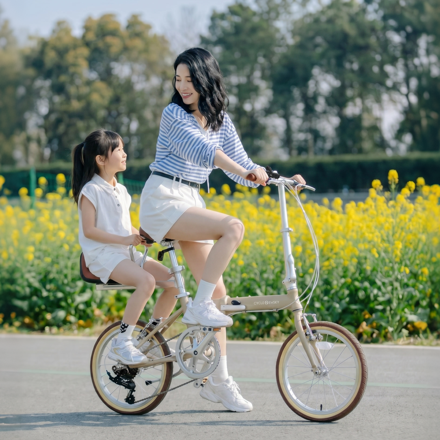 折叠款自行车带小孩母子车亲子带娃遛娃女款变速省力小轮轻量2026