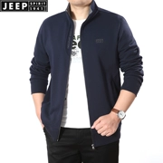 Áo len jeep cotton jeep nam cardigan lỏng 2019 xuân hè thu cổ dài tay áo khoác thể thao nam - Áo khoác đôi