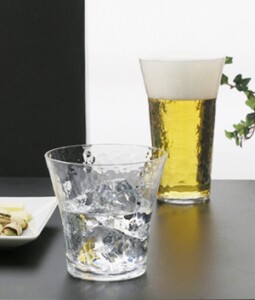 日本进口目纹玻璃啤酒杯东洋公道