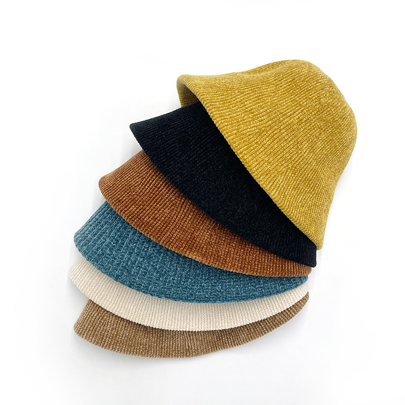 日系纯色盆帽大头围雪尼尔渔夫帽