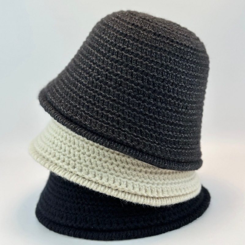 秋冬新款针织素颜水桶帽女大头围