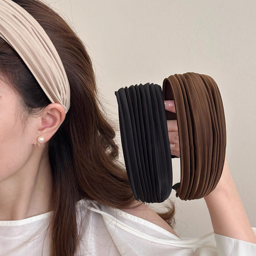 复古高端大气宽边褶皱发箍轻奢高