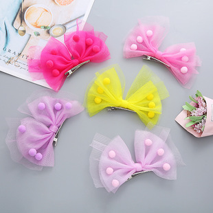 儿童节庆表演夸张毛球网纱立体大蝴蝶结发夹顶夹公主夹子发卡头饰