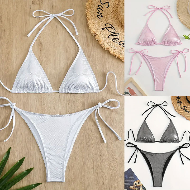 2024新款 绑带可调节温泉泳衣 三点式沙滩分体比基尼泳装