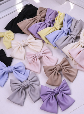 柔暖春天色~缎面蝴蝶结发夹发卡后脑勺夹子韩版网红气质发饰D568