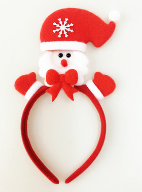 RL446红色老人头箍老人发饰蝴蝶结大帽子老人圣诞节头扣