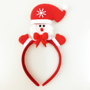 RL446红色老人头箍老人发饰蝴蝶结大帽子老人圣诞节头扣