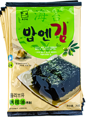 海多味全张调味海苔 即食夹米饭 整片装 每一大包130g(每袋26gx5)