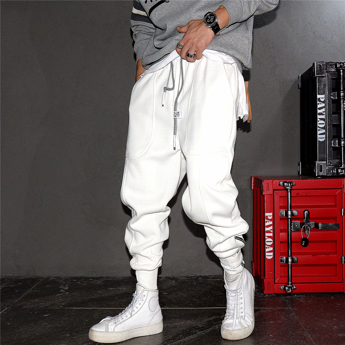 新款纯色宽松束脚针织运动卫裤男青年潮流美式休闲百搭纯棉哈伦裤,男装,休闲裤,淘宝优惠券,粉丝福利购,淘宝优惠卷