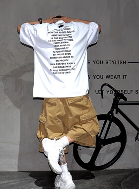 cityboy街头痞帅阔版短袖t恤男vibe潮牌落肩半袖T350g重磅纯棉T恤