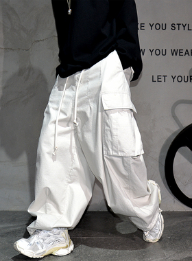 cityboy日系大口袋阔腿直筒工装裤男 潮牌痞帅宽松大码纯棉休闲裤