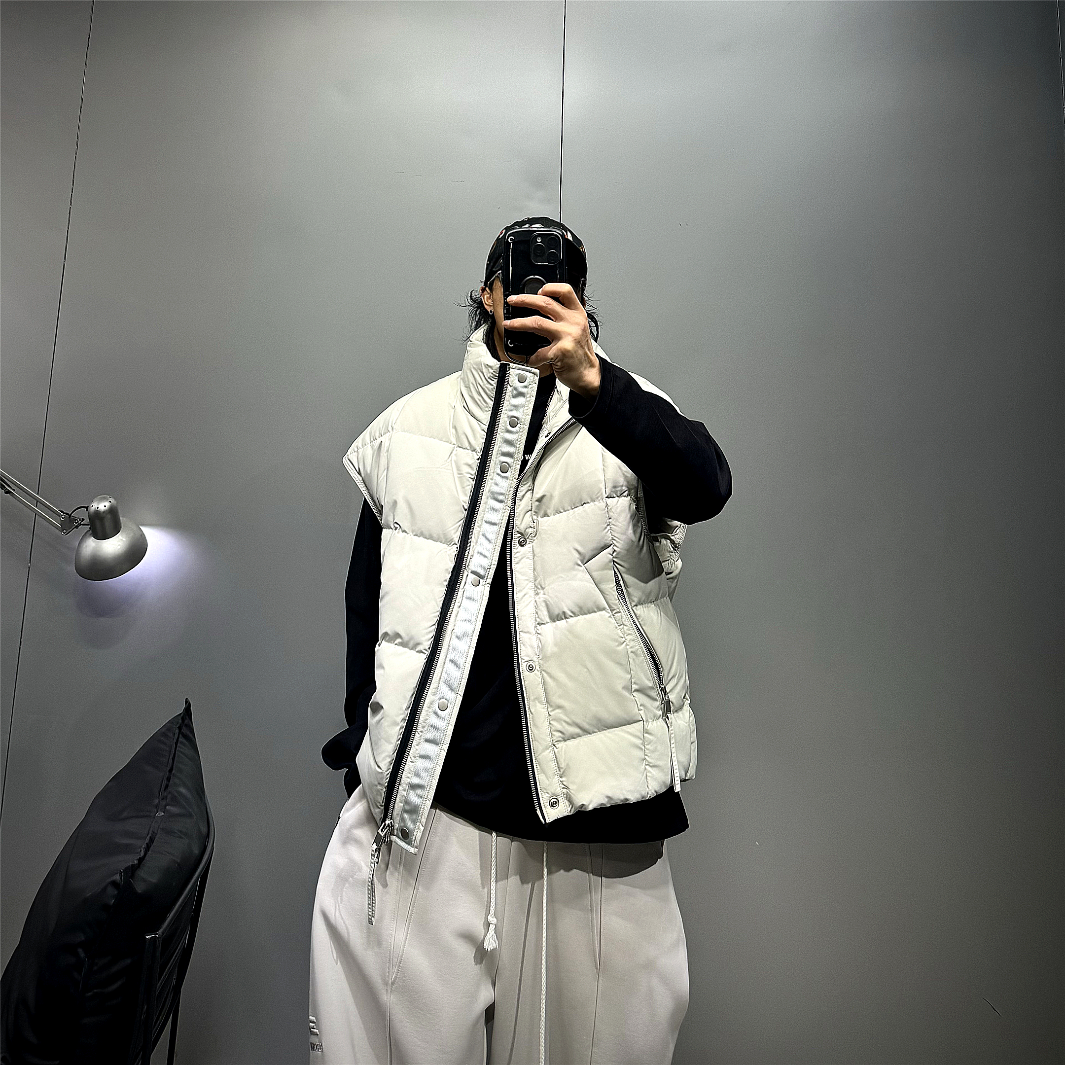 无袖坎肩立领90白鸭绒羽绒马甲男