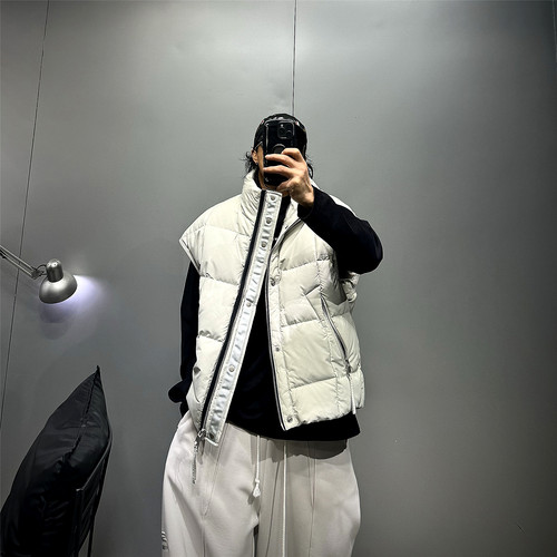 无袖坎肩立领90白鸭绒羽绒马甲男