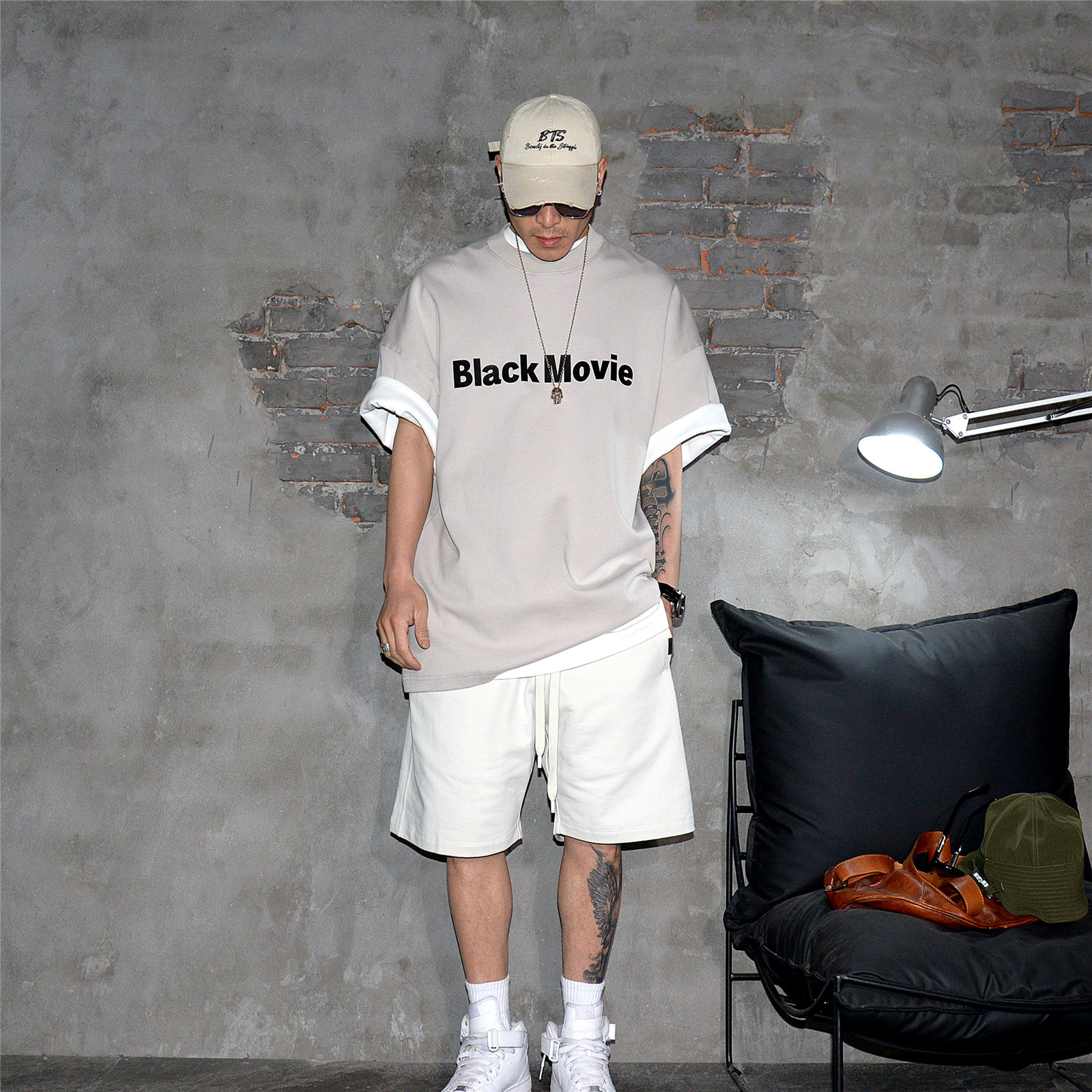 美式高街潮牌宽松字母印花短袖男青年重磅扩版溜肩半袖T中袖t恤衫,男装,T恤,淘宝优惠券,粉丝福利购,淘宝优惠卷