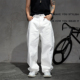 原创高街潮牌水洗白色重磅阔腿牛仔裤 男小众巴黎廓形全棉拖地长裤
