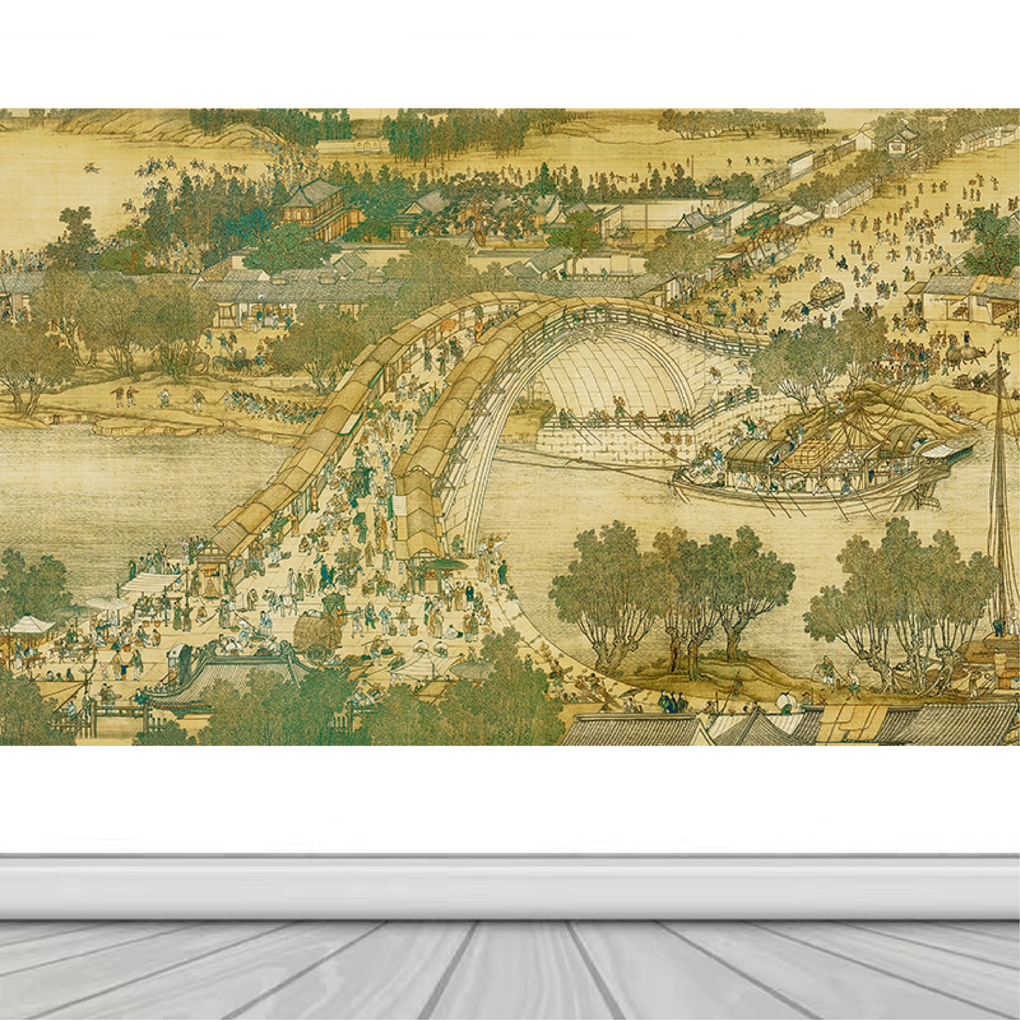 清明上河图自粘风景贴画壁纸中式十大名画沙发背景墙纸客厅装饰画