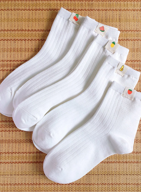 2020秋冬季女袜全棉中厚中筒袜韩国ins袜子女学生长袜水果小白袜