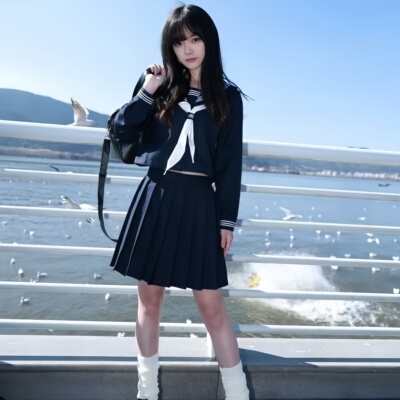 [小红书爆款]绀三本水手服jk套装