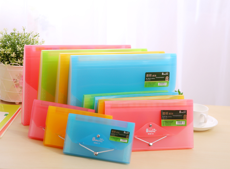 简约皮筋透明大容量杂物分类夹