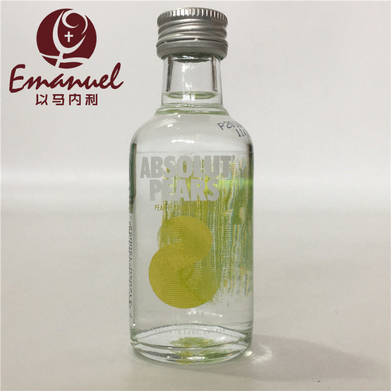 绝对苹果梨味伏特加 absolut pears 瑞典洋酒 50ml 玻璃瓶小酒版
