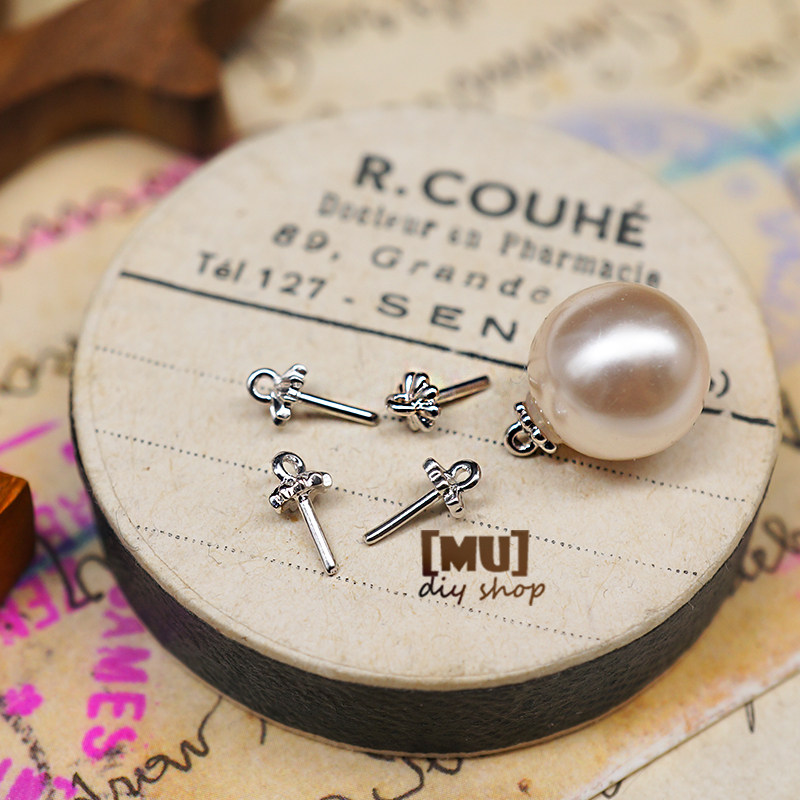 DIY 수제 보석 액세서리 수입 [실버] 백금 도금 천연 비즈와 미니 꽃 덮인 양의 눈 바늘