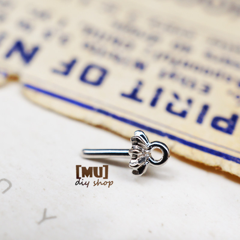 DIY 수제 보석 액세서리 수입 [실버] 백금 도금 천연 비즈와 미니 꽃 덮인 양의 눈 바늘