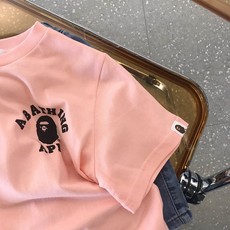 日系儿童炸街猿猴短袖男女宝潮牌T恤夏季中小童洋气粉色卡通上衣