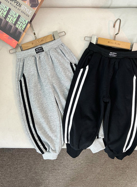 日系儿童潮纯棉休闲卫裤毛圈棉长裤子男女宝宝春秋季中小童运动裤