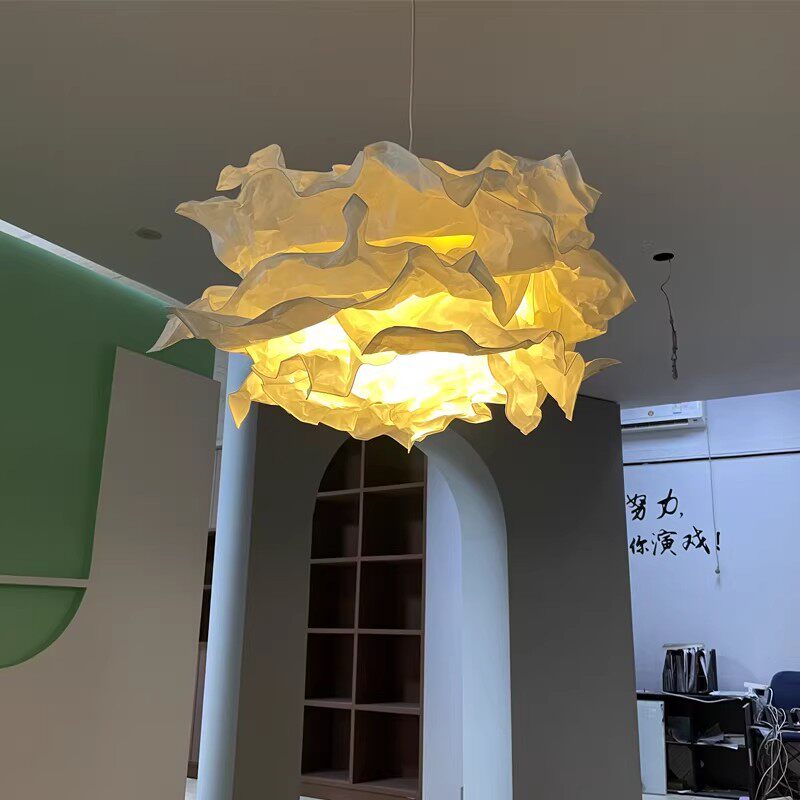 侘寂风创意花朵宣纸吊灯客厅卧室书房简约个性纸艺花瓣灯具