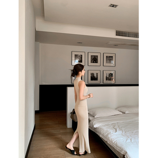 背心开衩半身裙套装 修身 女 智性老钱风半高领正反两穿夏款 GEMQI