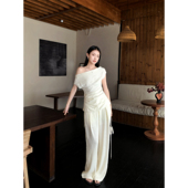 GEMQI褶皱肌理套装 两件套 一整套一字领T恤阔腿裤 女夏巨好看 夏装