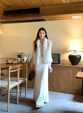 GEMQI慵i高腰显瘦A字鱼尾半身裙秋冬针织中长款包臀裙女百搭裙子