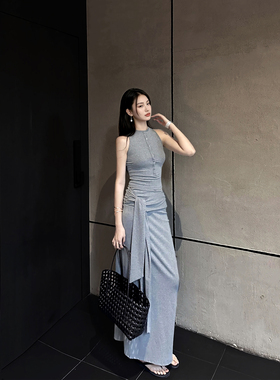 GEMQI 灰色辣妹背心上衣包臀半身裙套装女2025巨好看的夏装套装裙