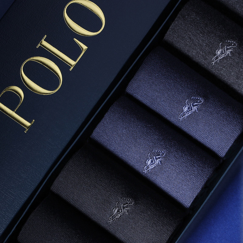 POLO男士黑色袜子夏季薄款中筒袜棉袜商务皮鞋黑袜子纯色祙子男袜