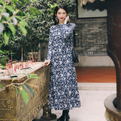 杨丽萍官方原创设计雀云裳民族风高支棉优雅高级圆领连衣裙春秋冬