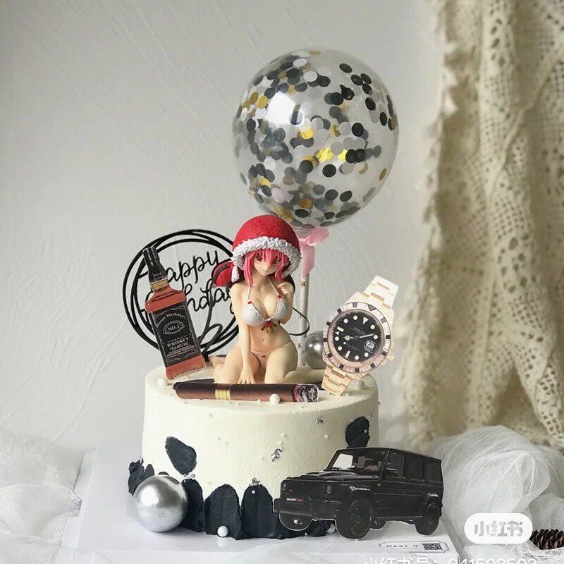 带底座坐姿性感比基尼美女情趣蛋糕装饰品摆件送男友生日快乐礼物
