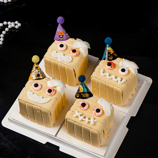 新款万圣节眼睛眼珠糖珠搞怪插件迷你毛球帽节日烘焙装扮蛋糕装饰