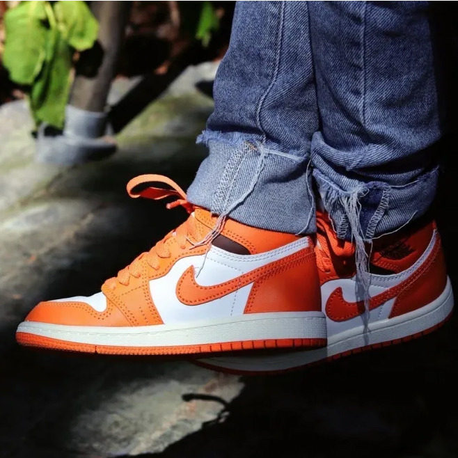 Air Jordan 1 High AJ1白橙小扣碎 儿童高帮复古篮球鞋CU0449-101