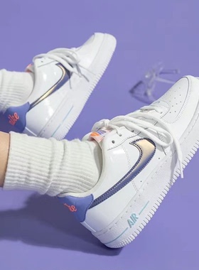 Nike Air Force 1 AF1空军一号女 白蓝 渐变钩低帮板鞋DC8188-100