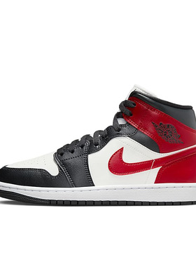 Air Jordan 1 Mid AJ1 黑红色 女款 中帮复古篮球鞋 BQ6472-160